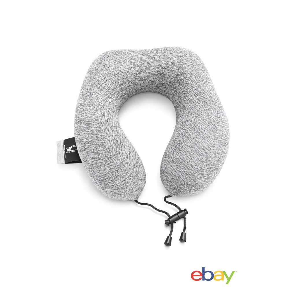 Spyder Travel Neck‎ Pillow Heather Gray Memory Foam Support Adjustable Toggle